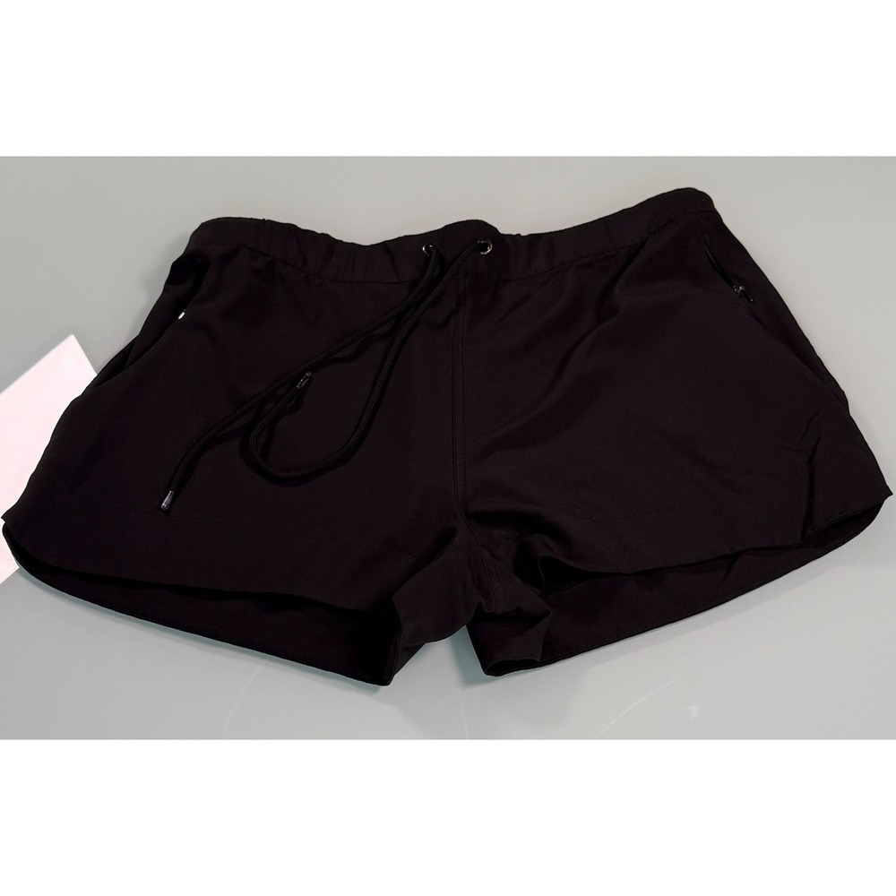 FREELY Solid Black Polyester Blend Women's Athletic Workout Shorts - XL
